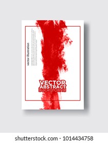 Vector red banner shapes isolated on white background. Hand drawn abstract paint brush strokes. Blood ink element.