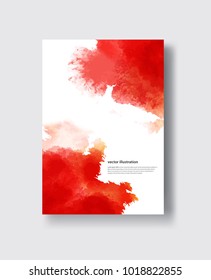Vector red banner shapes isolated on white background. Hand drawn abstract paint brush strokes. Watercolor elements