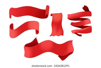vector red banner sticker blank vector simple clipart set