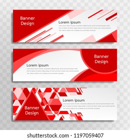 Vector red banner template design with 3 designs.