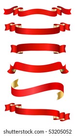 vector red banners set