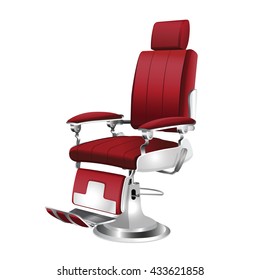 Vector red  barber chair on a white background