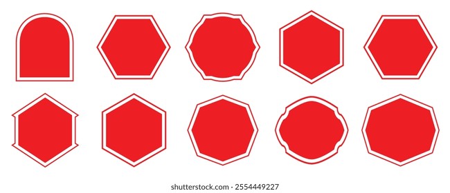 Vector red basic shape. Ornamental label frames. Collection of  label frame retro, Royal wedding insignia, sale sticker or invitation card.