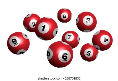 Vector Red Bingo / Lottery Number Balls