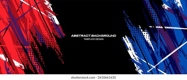 Vector Red and Black Abstract Background Vector with Sportly Style and Grunge Effect. Brush Stroke Illustration Vector, Poster. Scratch Texture Elements For Design Template