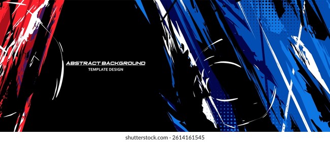 Vector Red and Black Abstract Background Vector with Sportly Style and Grunge Effect. Brush Stroke Illustration Vector, Poster. Scratch Texture Elements For Design Template