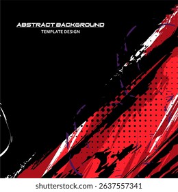 Vector Red and Black Abstract Background Vector with Sportly Style and Grunge Effect. Brush Stroke Illustration Vector, Poster. Scratch Texture Elements For Design Template