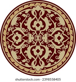 Vector red and black arabic national round ornament. Ethnic circle, eastern and african peoples of asia, persia, iran, iraq, syria.