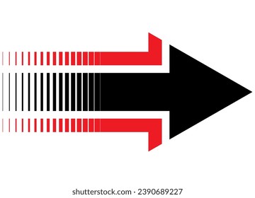Vector red and black arrow. Pointer. Navigation. Modern pattern. Vector background.