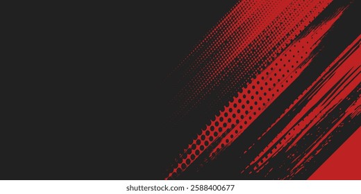 Vector red and black background with sporty brush motif modern brush