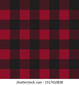 Vector Red and Black Buffalo Check Plaid Seamless Pattern illustration for printing on paper, wallpaper, covers, textiles, fabrics, for decoration, decoupage, and other.
