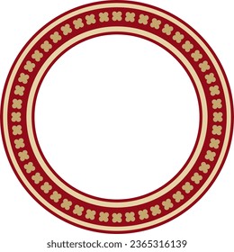Vector red - black colored round ornament of ancient Greece. Classic pattern frame border Roman Empire.
