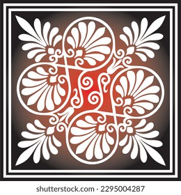 Vector red and black colored square ornament of ancient Greece. Classic tile pattern of the Roman Empire.
