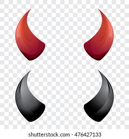 vector Red and black devil, demon, satan horns isolated. Halloween evil horns