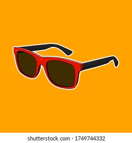 vector red and black glasses on yellow background