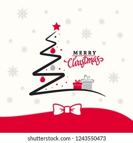 Vector red and black illustration with a Chrismas tree balls on 