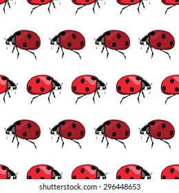 Vector Red Black Ladybird Stripes Seamless Pattern