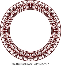 Vector red with black round ornament ring of ancient Greece. Classic pattern frame border Roman Empire.
