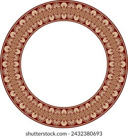 Vector red with black round ornament ring of ancient Greece. Classic pattern frame border Roman Empire.