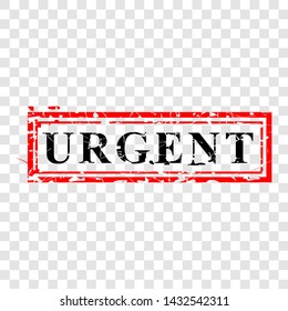 Vector Red and Black Rubber Stamp, urgent, at transparent effect background
