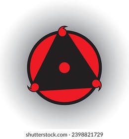 a vector of red black sharingan eyes. white background