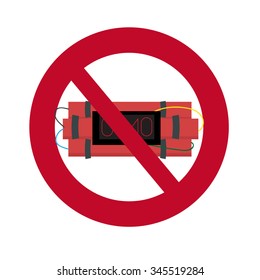 vector red and black stop bomb sign isolated