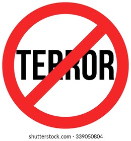 vector red and black stop terror sign isolated