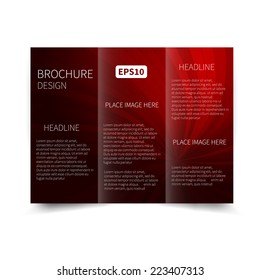 Vector red and black tri-fold brochure design template with abstract background with sunbeams EPS 10 Tri-Fold Mock up & back Brochure Design
