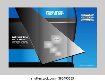Vector red and black tri-fold brochure design template with abstract geometric background EPS10 Tri-Fold Mock up & back Brochure Design
