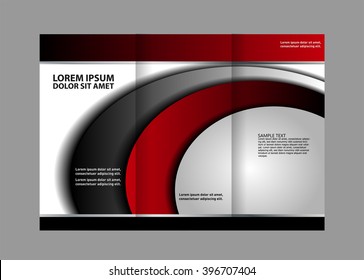Vector red and black tri-fold brochure design template with abstract geometric background EPS10 Tri-Fold Mock up & back Brochure Design
