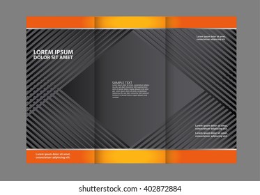 Vector red and black tri-fold brochure design template with abstract geometric background EPS10 Tri-Fold Mock up & back Brochure Design
