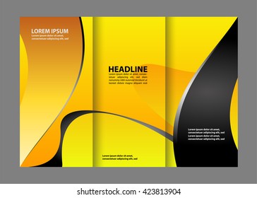 Vector red and black tri-fold brochure design template with abstract geometric background EPS10 Tri-Fold Mock up & back Brochure Design

