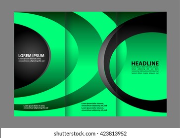 Vector red and black tri-fold brochure design template with abstract geometric background EPS10 Tri-Fold Mock up & back Brochure Design
