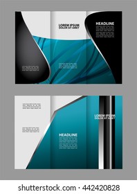 Vector red and black tri-fold brochure design template with abstract geometric background EPS10 Tri-Fold Mock up & back Brochure Design
