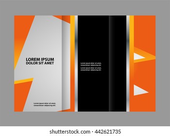 Vector red and black tri-fold brochure design template with abstract geometric background EPS10 Tri-Fold Mock up & back Brochure Design
