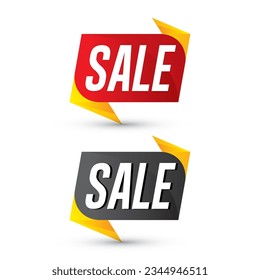 vector red, black, and yellow sales label collection