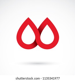 Vector red blood drop illustration isolated on white. Healthcare and medical treatment concept for use in pharmacy business.