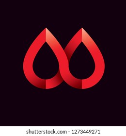 Vector red blood drop illustration isolated on white. Hematology theme, medical treatment design for use in medicine, rehabilitation or pharmacology.