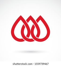Vector red blood drop illustration isolated on white. Healthcare and medical treatment concept for use in pharmacy business.