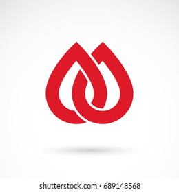 Vector red blood drop illustration isolated on white. Healthcare and medical treatment concept for use in pharmacy business.