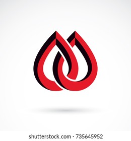 Vector red blood drop illustration isolated on white. Healthcare and medical treatment concept for use in pharmacy business.