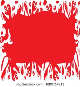Vector Red Blood splatter art illustration design unique editorial red color stain decoration image. Book game cartoon style tomato shop logo, detective investigation work project, icon wine stamp.