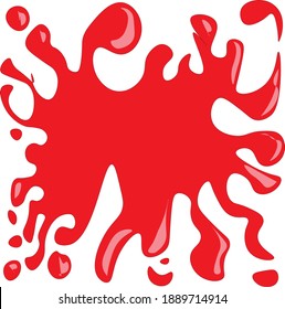 Vector Red Blood splatter art illustration design unique editorial red color stain decoration image. Book game cartoon style tomato shop logo, detective investigation work project, icon wine stamp.