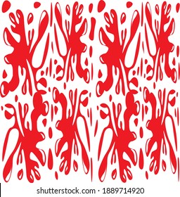 Vector Red Blood splatter art illustration design unique editorial red color stain decoration image. Book game cartoon style tomato shop logo, detective investigation work project, icon wine stamp.