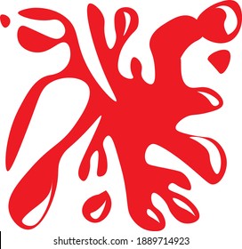 Vector Red Blood splatter Kunstgrafik Design einzigartigen redaktionellen roten Farbflecken Dekoration Bild. Buchen Sie das Logo des Tomatenkartoons, das Detektiv-Ermittlungsprojekt, die Ikone Weinmarke.