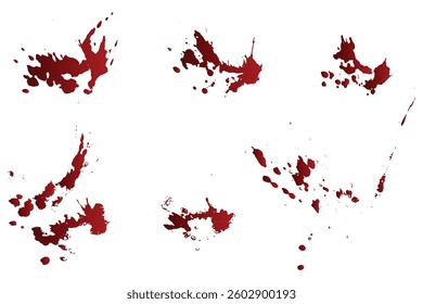 Vector red blood splatter splash background set