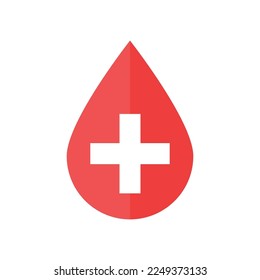 vector red blood with white cross flat icons illustrations