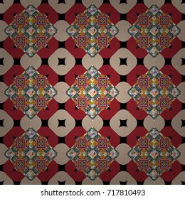 Vector red, blue and beige seamless background pattern with rhombuses.