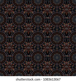 Vector red, blue and brown damask lace floral ornament. Delicate intricate decorated for wedding ceremonies, anniversary, party, events.