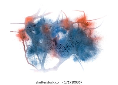 Vector red, blue, brown paint smear stroke stain set. Abstract acrylic textured art illustration. Acrilyc Texture Paint Illustration. Hand drawn brush strokes vector elements. Acrilyc strokes.